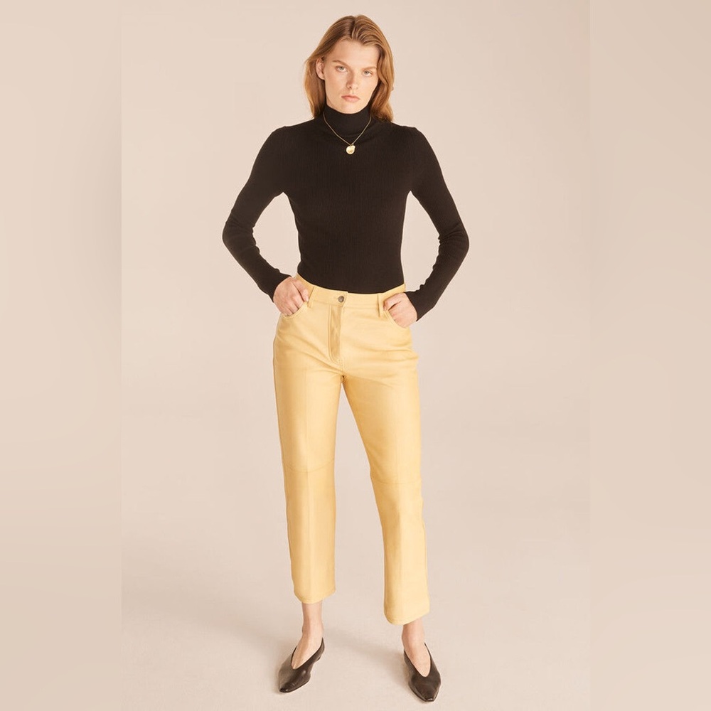 Rebecca Taylor Yellow Leather Pants Size 4